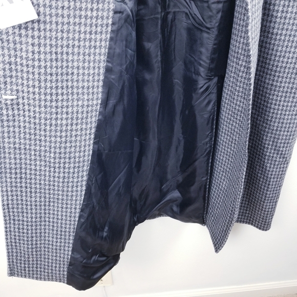 NEW Zara Wool Blend Oversized Double Breasted Long Houndstooth Coat Gray… - Picture 9 of 15